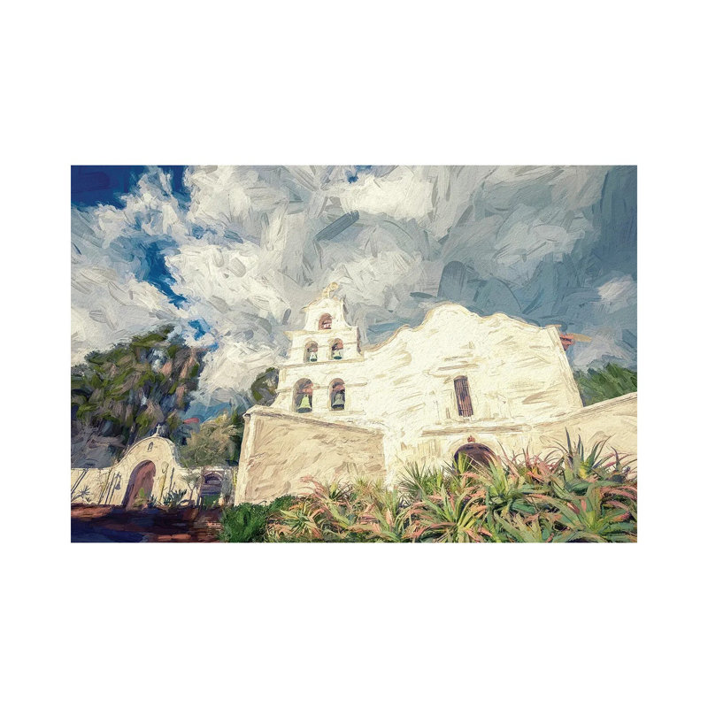 «The San Diego Mission», reproduction d'art sur toile encadrée, H 18 po x l 26 po, Toile tendue, Ne s’applique pas