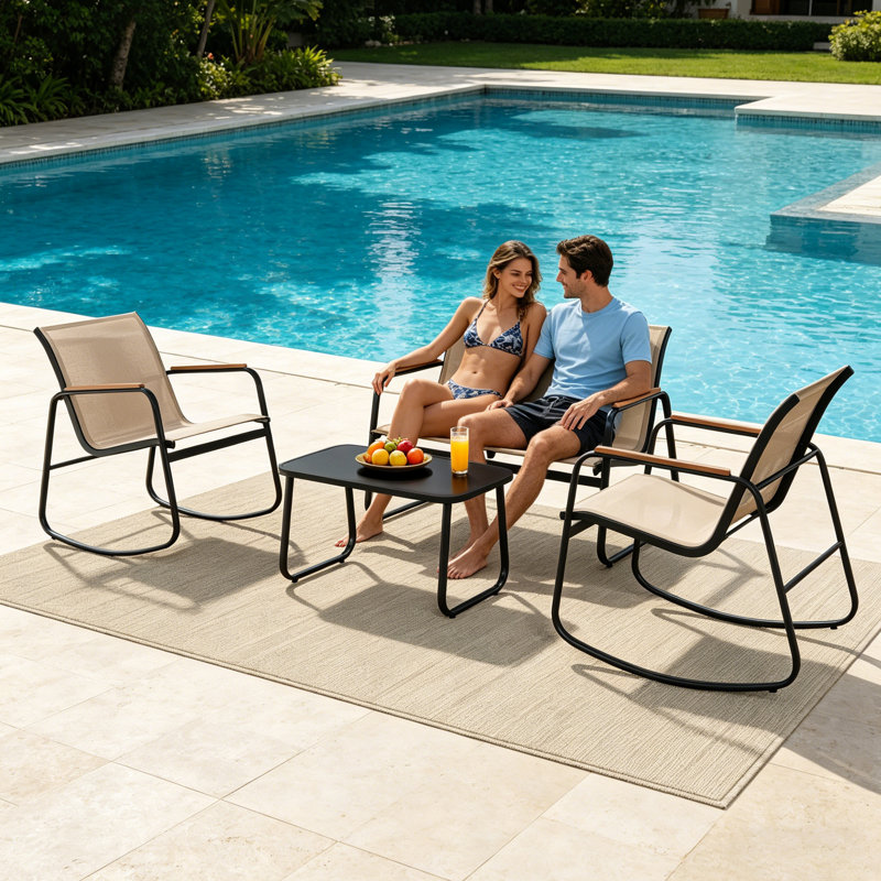 Charisa 4 - Person Outdoor Seating Group, Khaki