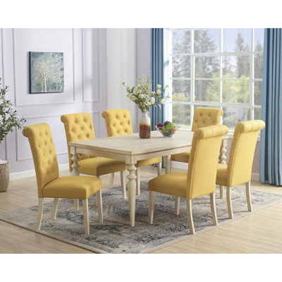 Ensemble de salle à manger 7 : Table rectangulaire avec 6 chaises, Enchantment, beige-brun, indispensable pour la salle à manger