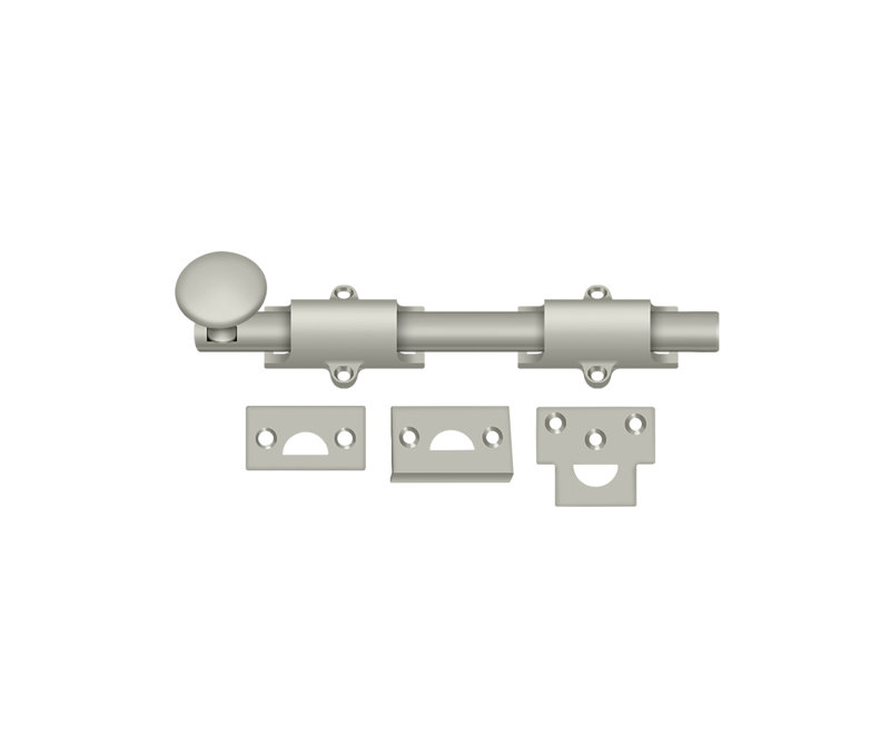 Boulon de surface 8 po Deltana 8SB15; robuste; finition nickel satiné, Nickel satiné