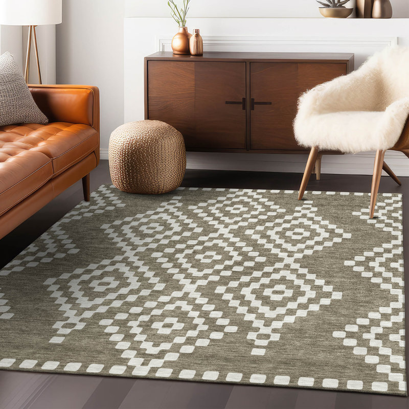 Malek Indoor/Outdoor Area Rug with Non-Slip Backing, Rectangle 5' x 7'6"
