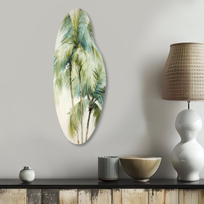 Rennan - Palms & Palm Trees Curved Shape Asymmetric Metal Wall Art