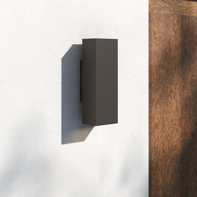 Dyer 2 Light Outdoor Aluminum Wall Light, Bronze, No, 14.25" H x 5" W x 5" D