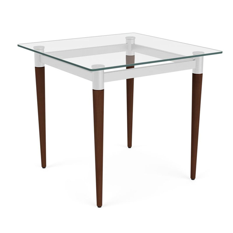 Table de bout de réception Siena - plateau en verre, Noyer