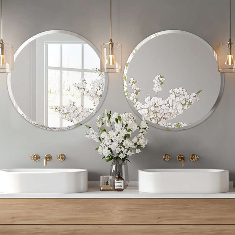 Rithi Round Flat Wall Mirror, 60 cm H x 60 cm W