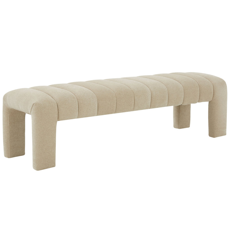 Bellisima Upholstered Bench, Tan Boucle 