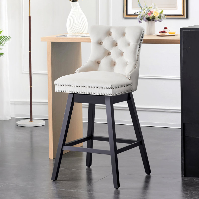 Solid wood swivel stool, Beige, Tabouret de bar (siège d'une hauteur de 30 po)