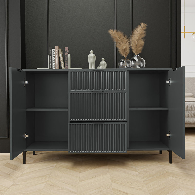 Barriner 135cm W 3 - Drawer Chest of Drawers, Green greenstone
