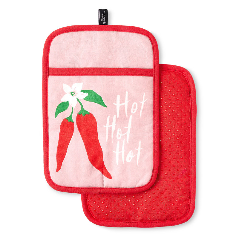Kate Spade New York Hot Peppers Pot Holder Set, 7"x10", Red