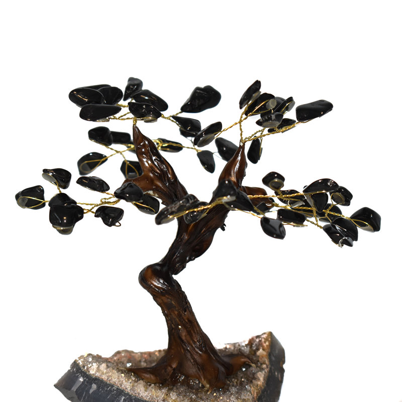 Bonsaï artificiel sur pied, H 7 po x l 5 po x P 5 po, Noir