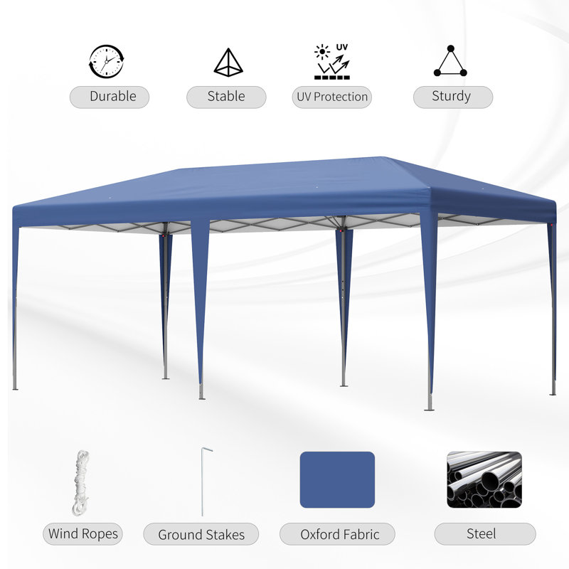 Outsunny 10' X 20' Pop Up Canopy Tent, 105" H x 234" W x 117" D, Blue
