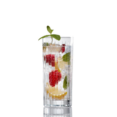 Elegant Zelda Drinking Water Glasses Set of 4 - Clear Machine-Blown Water Juice Cocktail Glassware