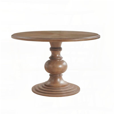 Round Pedestal Dining Table with Diamond Veneer Top – Reclaimed Walnut