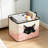 Polyester boxs Cute  Print Polyester Storage Box Zippered Large Clothes Toy Organizer Bin With Handles