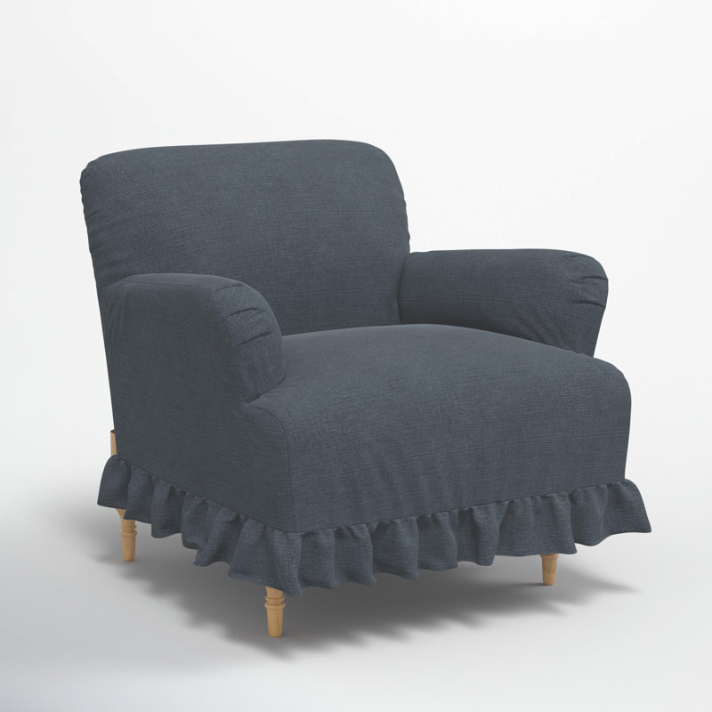 Elle Ruffle Slipcover Armchair, Classic Navy Linen