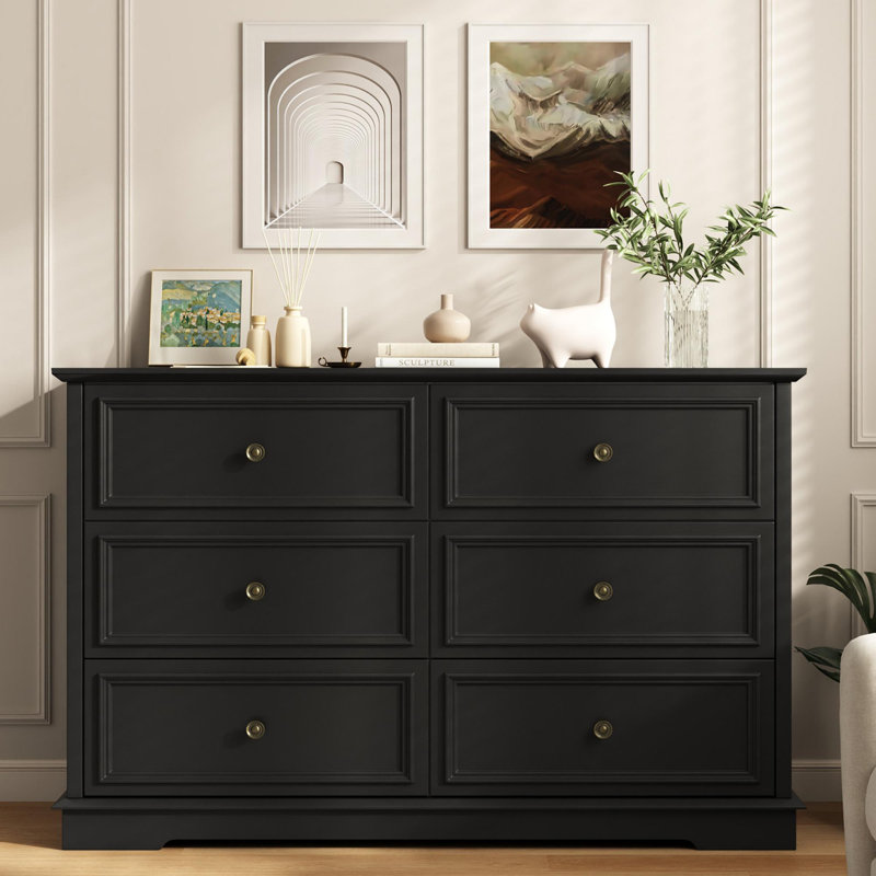 Valera 6 Drawer 47.2" W Double Dresser , Black