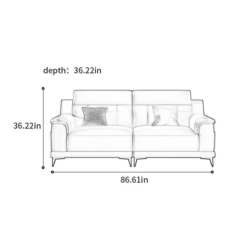 Canapé italien luxueux et simple, H 36,22 po x l 86,61 po x P 36,22 po