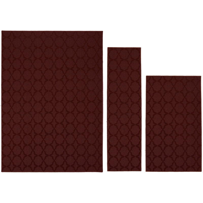 Ensemble de tapis chili en zone rouge touffeté géométrique Togut