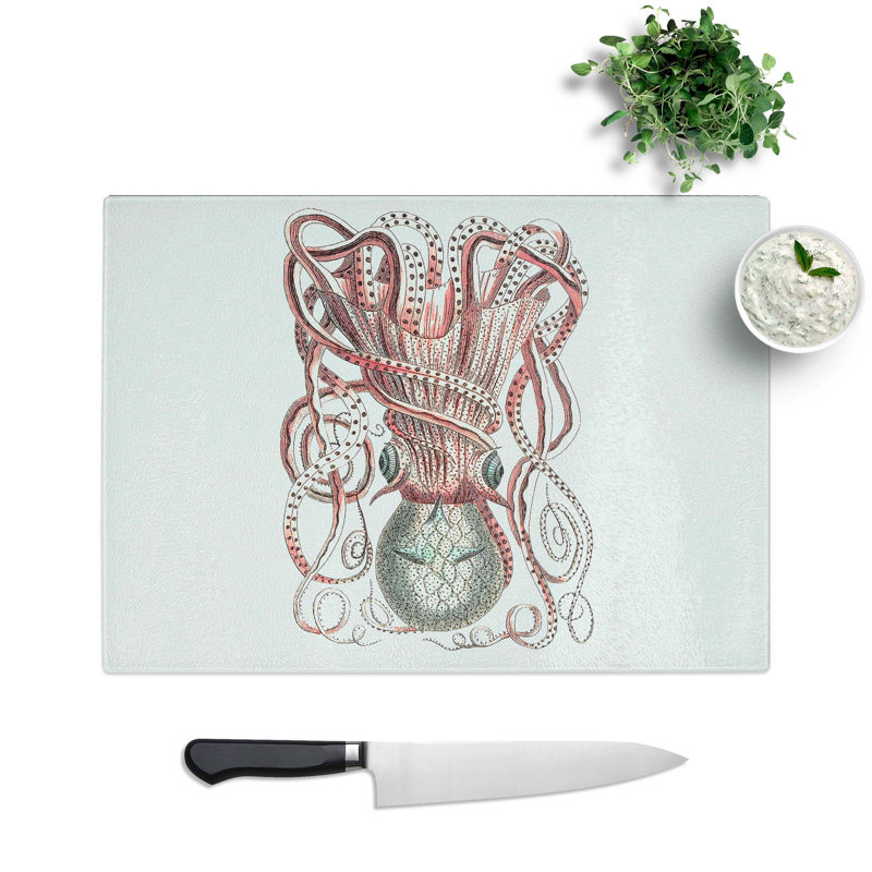 Tempered Glass Cuttlefish Chopping Board, 28.5 cm W x 20 cm L