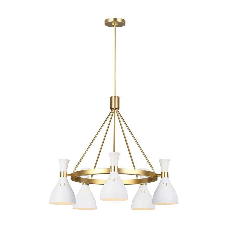 Zahir 5 - Light Waggon Wheel Chandelier, Matte White