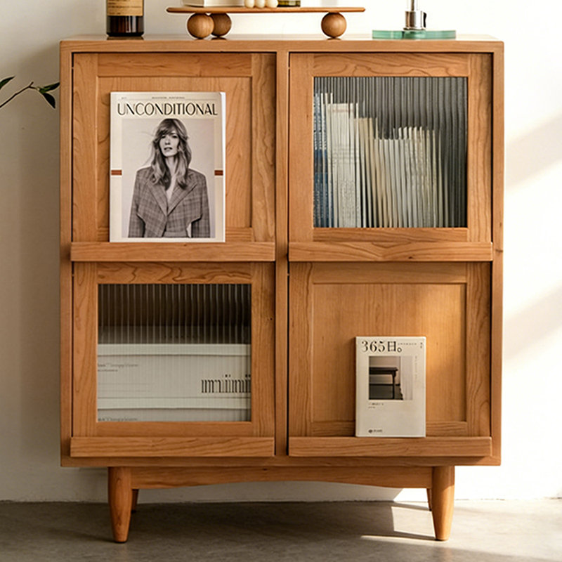 Creative Simple Wood + Glass Door Storage Cabinet Accent Cabinet
