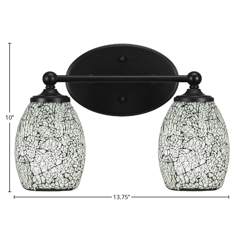 Barre d'éclairage de salle de bain Capri avec verre fusion noir de 5 po, Noir mat, 2