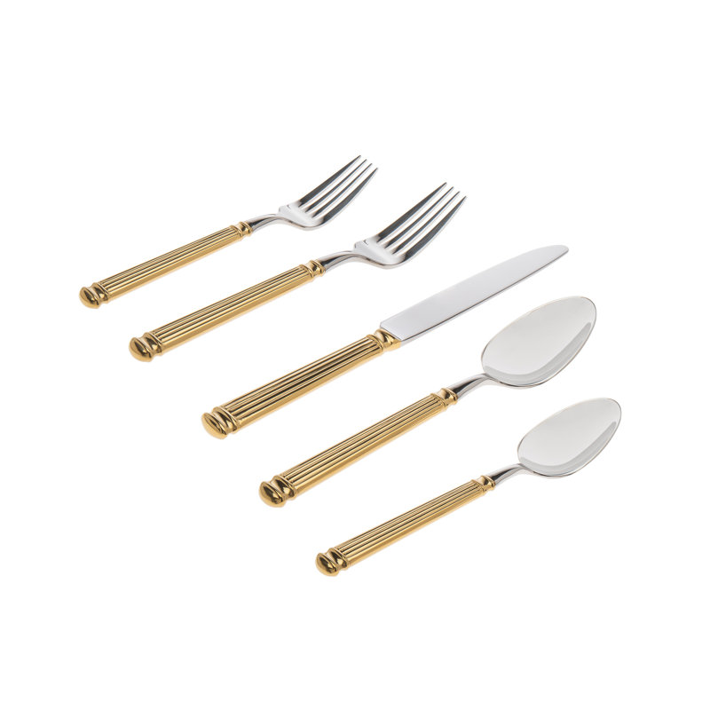 Colonnade 18/10 Stainless Steel Gold 45 Piece Set, Service For 8 With Hostess Se