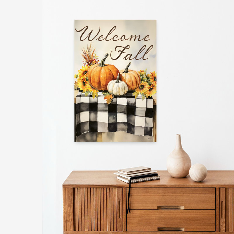 «Welcome Fall Table», art contemporain abstrait de tournesol, H 24 po x l 16 po