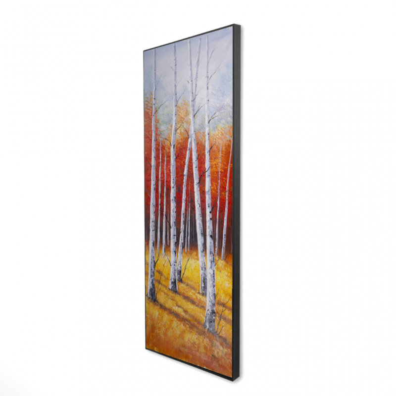 Fall Forest Landscape Canvas | Modern Gray Frame Decor