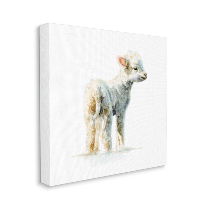 «Shaggy Lamb Nursery Animal» par Fox Hollow Studios - Peinture, H 17 po x l 17 po x P 1,5 po, Toile tendue