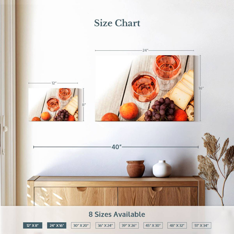 Charcuterie Yarlin et vin rosé, H 16 po x l 24 po