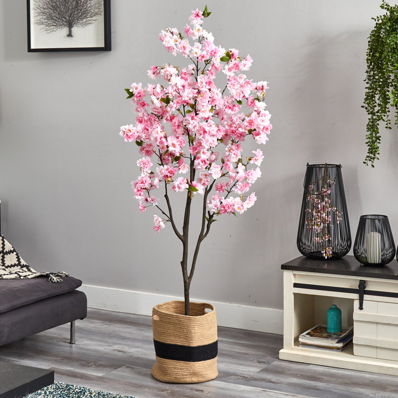 Whipple 72'' Faux Cherry Blossom Tree in Cotton Basket