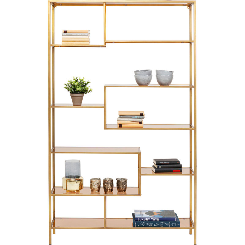 195cm H x 115cm W Geometric Bookcase, Gold