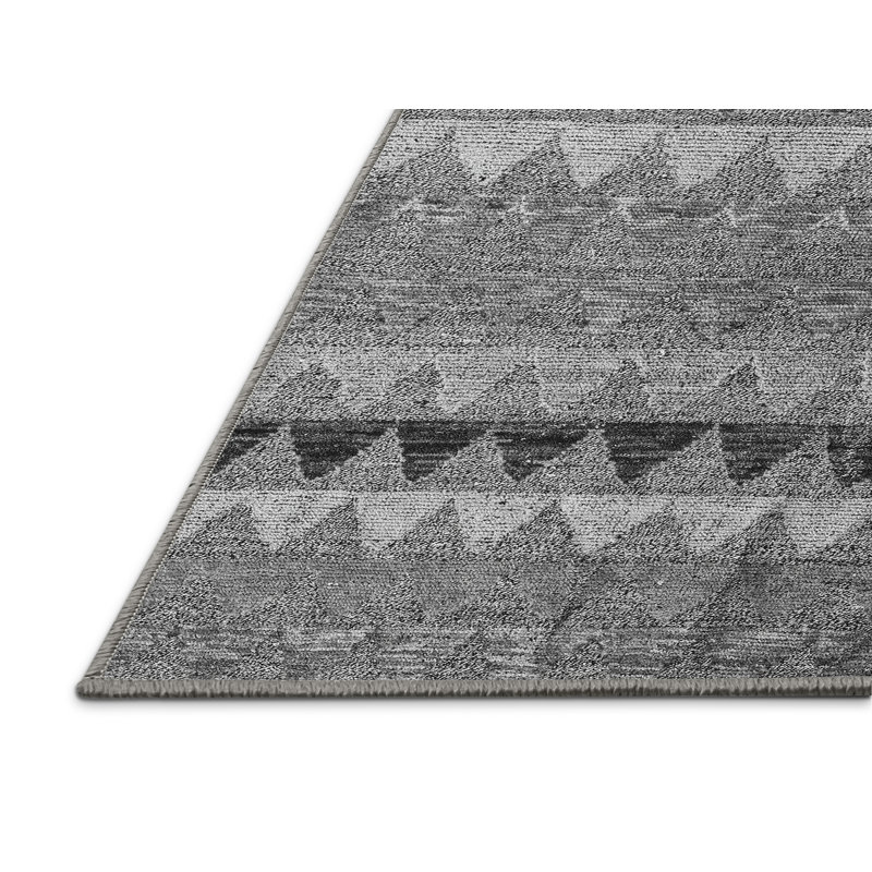 Tapis gris tissé à la machine Milianys, Rectangle 2 pi x 4 pi