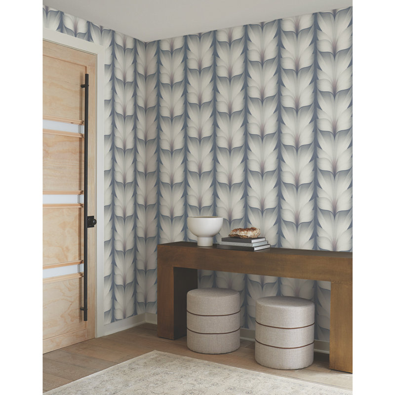 Lotus Light Stripe Geometric Wallpaper Roll, Steel
