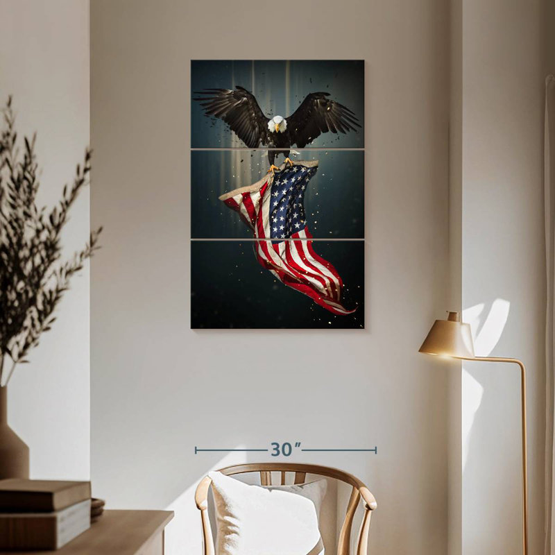 Borges Eagle And American Flag, 65" H x 42" W