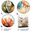 Décoration murale en métal orange pétales bleus et beauté-988568100