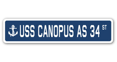 Canopus As 34 Street Sign Heavy Duty Plastic 6" X 24"