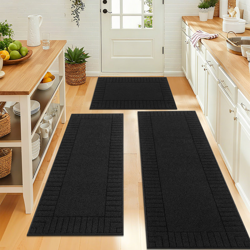 Ensemble de tapis de cuisine, Noir