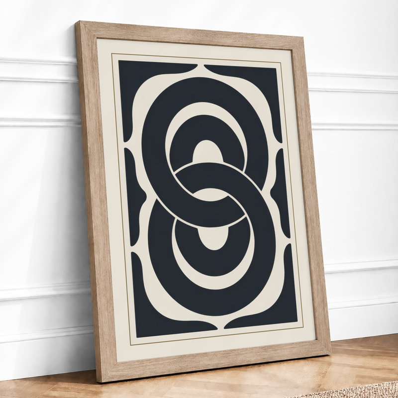 Interlocking Circles Geometric - Framed Print, A1 - 84.1 x 59.4 cm, Oak