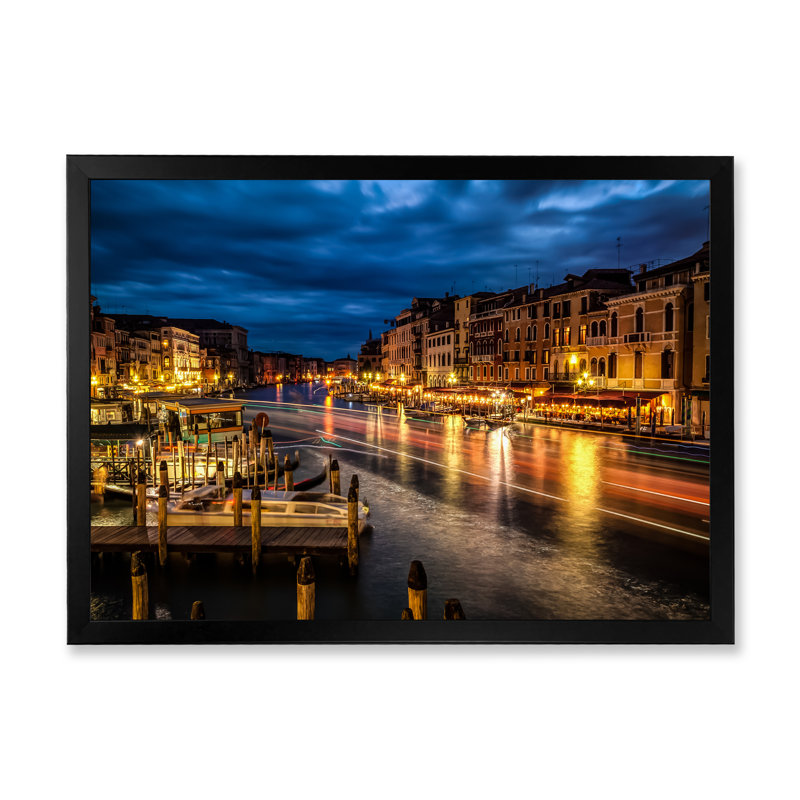 «Venice at Night», reproduction d'art sur toile, Cadre photo noir, H 8 po x l 12 po x P 1 po