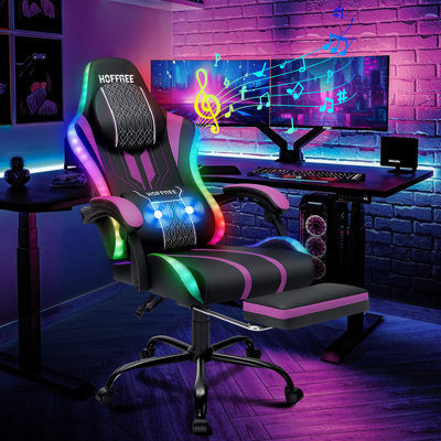  Fauteuil de jeu ergonomique avec haut-parleurs à lumières RVB et massage