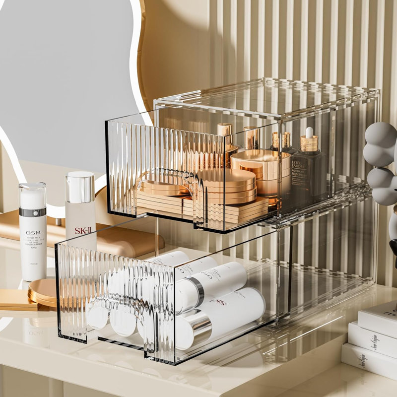 Makeup Organizer, Stackable Bathroom Organizers And Storage, Clear Cosmetic Storage Box For Vanity, Skincare, Kitchen Cabinets, Pantry Organization 2