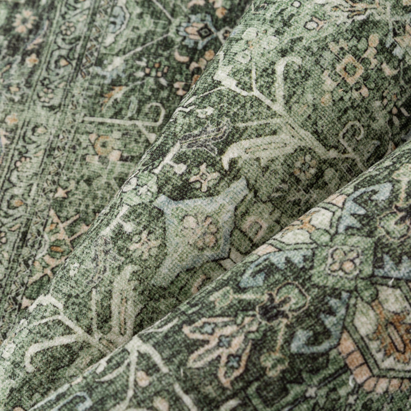 Tapis vert délavé Zuri, Green, Rectangle 8' x 10'