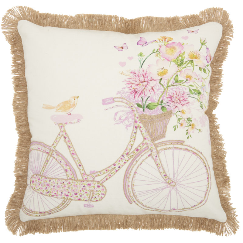 Appliqued Cotton Throw Pillow
