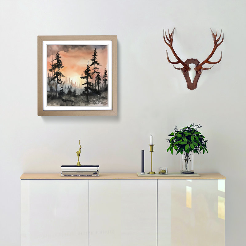 Sunrise Ink Wash No.6 - Framed Print, Oak