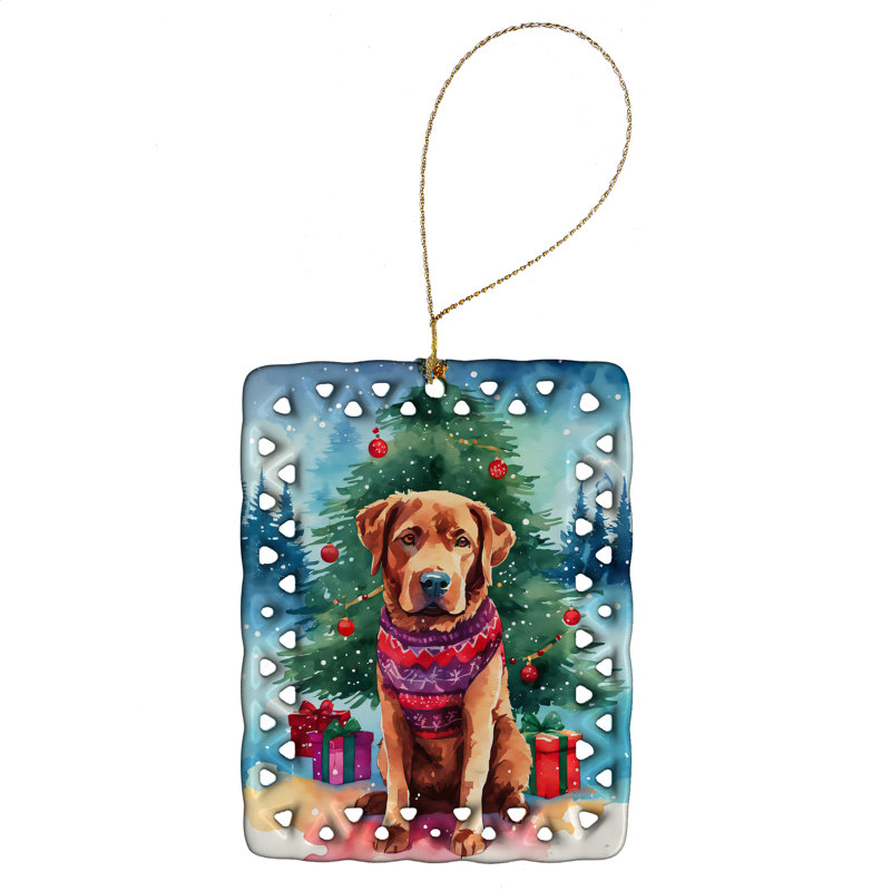 Ornement en porcelaine de Noël Chesapeake Bay Retriever, Chesapeake Bay Retriever 3418