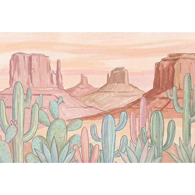 Papier peint pastel paysage du sud-ouest cactus