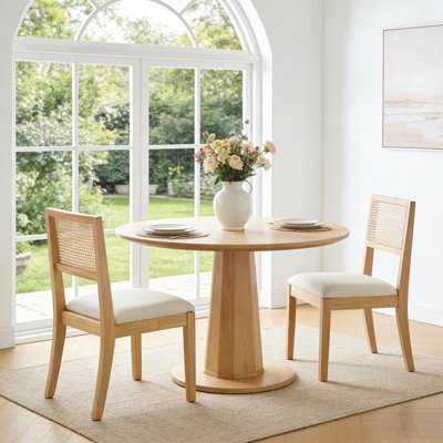  Chaise rembourrée moderne en bois massif avec dossier en rotin