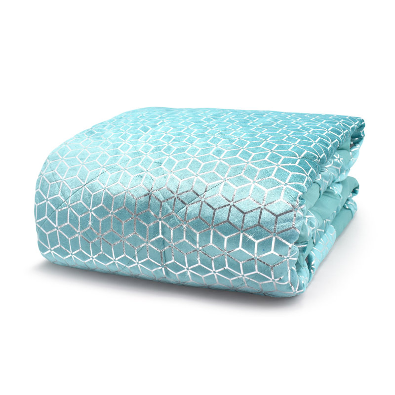 Worreno Luxury Metallic Geometric Foil Pattern Bedspread, 264 x 254 cm